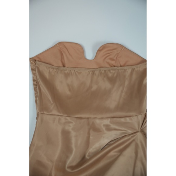 Missguided Gold Strapless Ruched Satin Mini Dress Women's Size L NWT - Picture 6 of 10